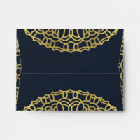 CLASSIC FAUX GOLD ORNATE NAVY RSVP RETURN ADDRESS