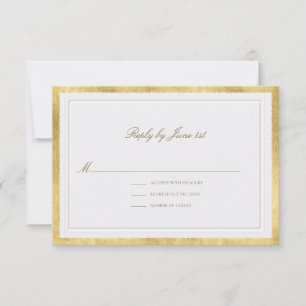 Classic Faux Gold Pearl Formal Wedding RSVP Card