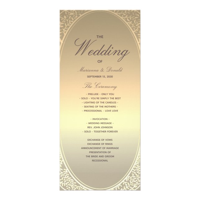 Classic Faux Gold Wedding Program (Front)