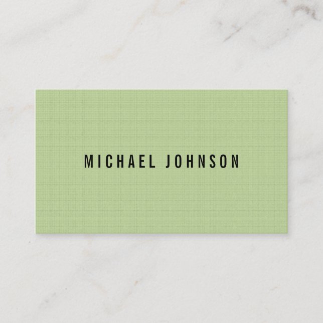 Classic Faux Linen Green Business Card (Front)