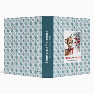 Classic fawn snowy forest Christmas memory kids Binder