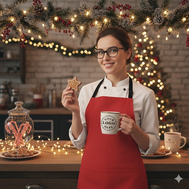 Classic Festive Charm Christmas Red Apron (Classic Festive Charm Christmas Red Apron)