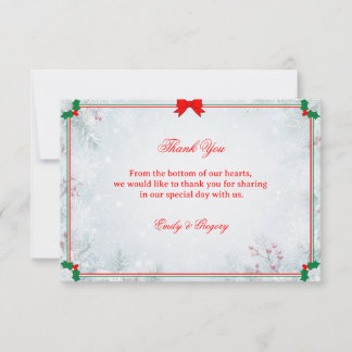 Classic Festive Frosted Winter Elegance Thank You Card