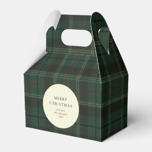 Classic Festive Green Plaid Holiday Cookie Favor Box