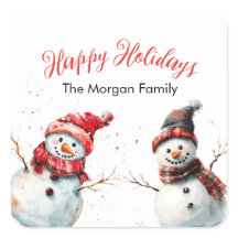 Classic & Festive watercolor Snowman