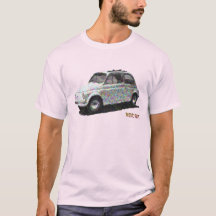 Classic Fiat 500 in white on light pink