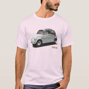 Classic Fiat 500 in white on light pink T-Shirt
