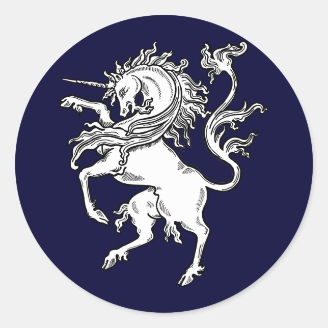 Classic Fierce Unicorn Classic Round Sticker (Front)