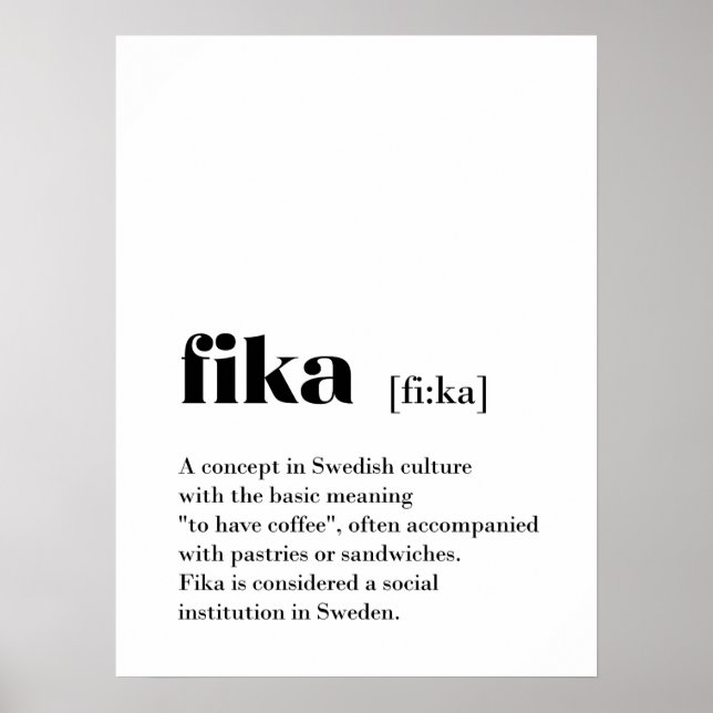 Classic Fika Definition Coffee Sweden Poster (Front)