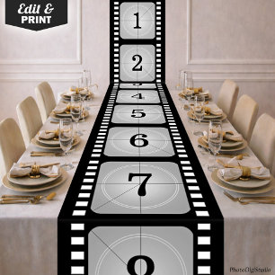 Classic Film Strip Tablecloth, Hollywood Party Long Table Runner