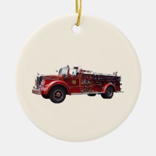 Classic Fire Engine Ceramic Ornament