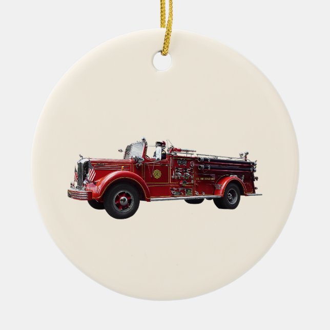 Classic Fire Engine Ceramic Ornament (Front)