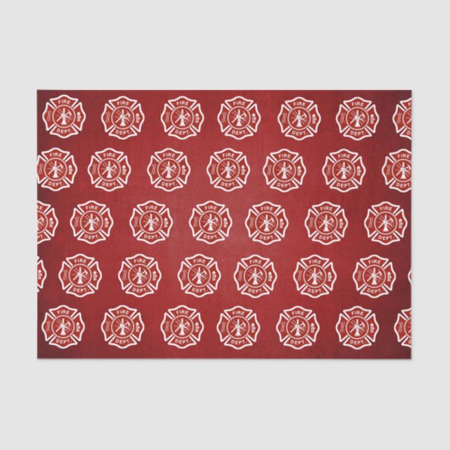 Classic Fire Fighter Symbol Pattern Red Tissue Paper (Front)