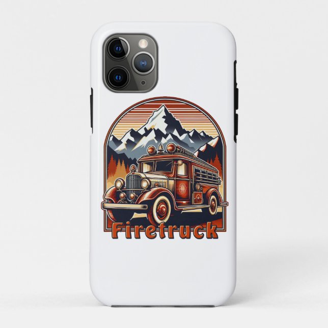 Classic Fire Truck & Mountain Case-Mate iPhone Case (Back)
