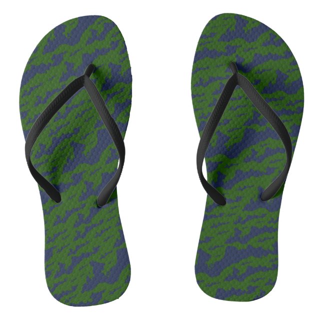Classic Fishers Island Logo Flip Flops Green/Navy (Footbed)