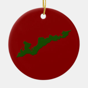 Classic Fishers Island Logo Ornament - Green/Red