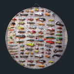Classic Fishing Lures Thunder_Cove Dartboard<br><div class="desc">Fishing lures pattern design for fisherman's gift to personalize by changing to your name on  any background colour</div>
