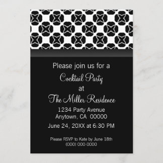 Classic Flair Cocktail Party Invite, Black & White Invitation