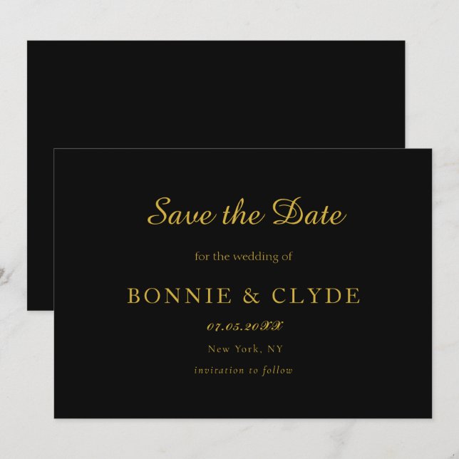 Classic Flat Wedding Save the Date with Modern Sty (Front/Back)