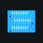 Classic Flight Attendant Stretched Canvas Print<br><div class="desc">When you see this Classic Flight Attendant Stretched Canvas Print, it will be love at first flight! Inspired by 1960's minimalist art, this design features a vibrant, sky blue background. There are rows of identical retro flight attendants wearing aqua uniforms and pillbox hats. The lovely, poised ladies are standing at...</div>