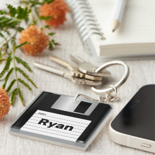 Classic Floppy Disc Personalized Computer     Keychain