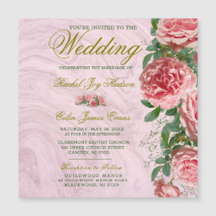 Classic Floral Blush Greenery Wedding Invititation