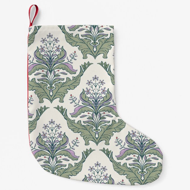 Classic floral damask seamless pattern small christmas stocking (Front)