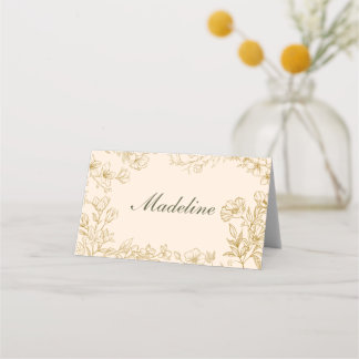 Classic Floral Folded Place Card
