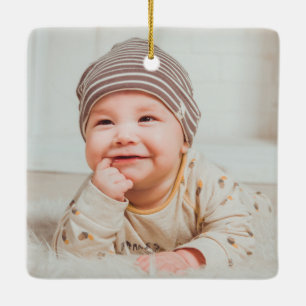 Classic Floral Frame Baby's First Christmas Ceramic Ornament