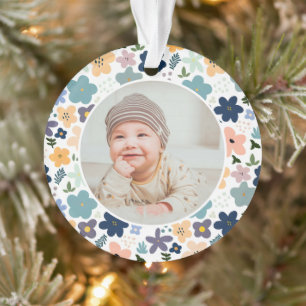 Classic Floral Frame Baby's First Christmas Ornament
