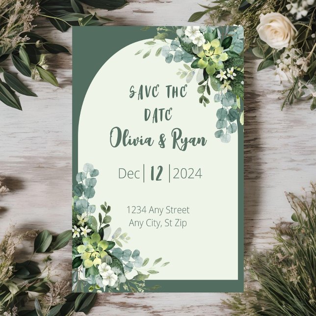 Classic Floral Greenery Save the Date Invitation (Creator Uploaded)