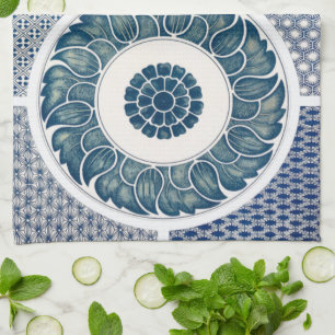 Classic Floral Ornament Print Kitchen Towel
