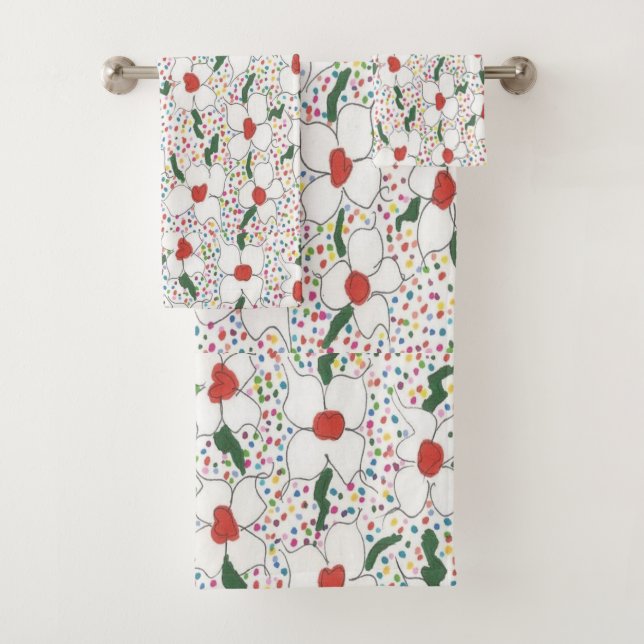 Classic Floral Pattern Bath Towel Set (Insitu)