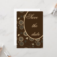 Classic Floral Pattern Brown Save the Date