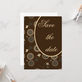Classic Floral Pattern Brown Save the Date Invitation