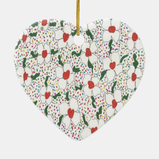 Classic Floral Pattern Ceramic Ornament (Back)