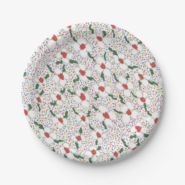 Classic Floral Pattern Paper Plate (Front)