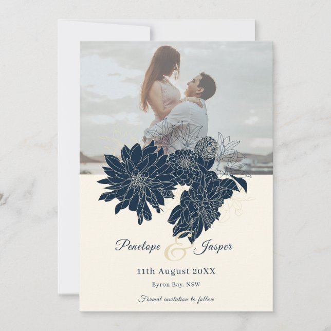 Classic Floral Photo Save the Date Invitation (Front)