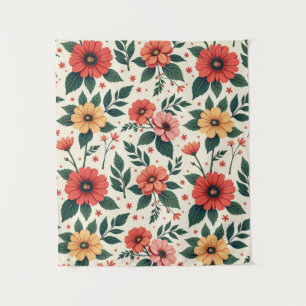 Classic Floral Symmetry Tapestry