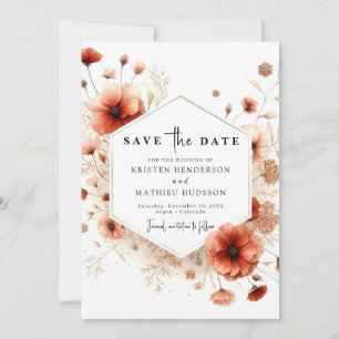 Classic Floral Terracotta Wedding Save The Date