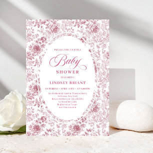 Classic Floral Toile Roses Baby Shower Invitation