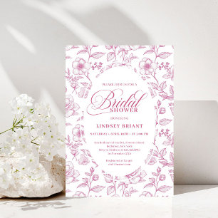 Classic Floral Toile Roses Bridal Shower Invites