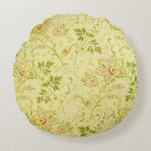 Classic Floral Wallpaper: Old Elegance Round Pillow