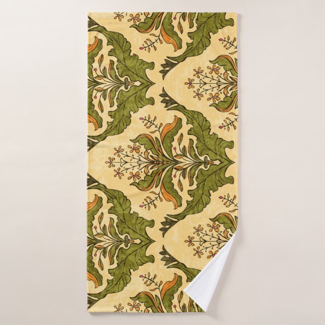 Classic floral wallpaper: stylized damask. bath towel (Bath Towel)