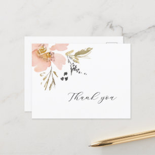 Classic Floral Watercolor Script Thank You Card