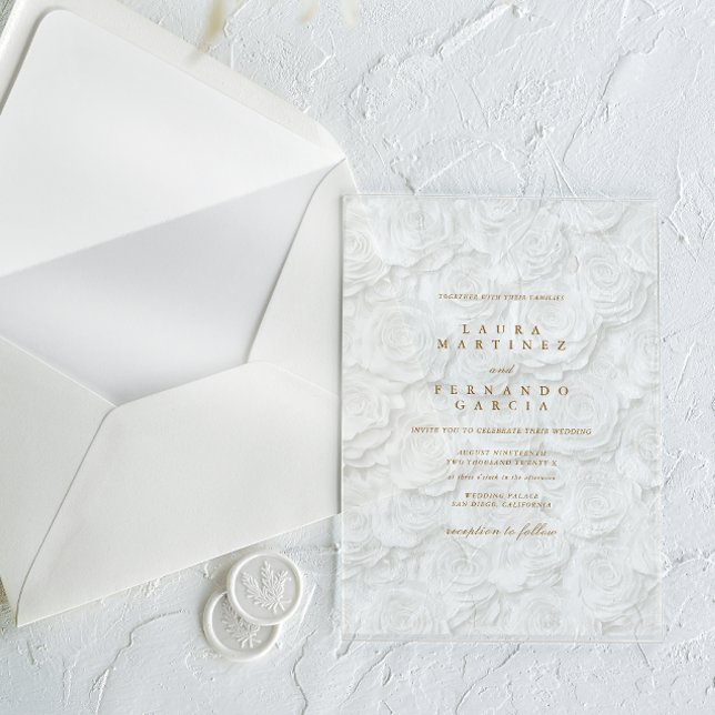 Classic Floral Wedding  Acrylic Invitations (Creator Uploaded)