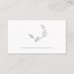 Classic Floral Wreath Monogram Wedding Flat Place Card