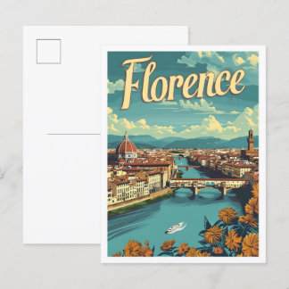 Classic Florence Italy Retro Vintage Travel Postcard