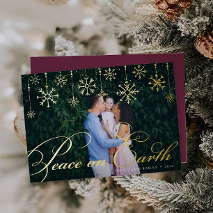 Classic Flourish   Peace on Earth Photo Foil Holiday Card