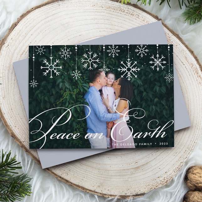 Classic Flourish | Peace on Earth Photo Holiday Card (Creator Uploaded)
